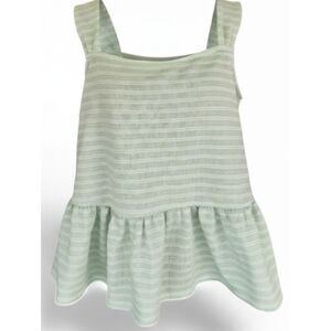 a.n.a A New Approach Green & White Striped Peplum Tank Size Large